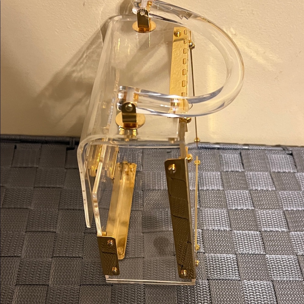 Elegant Clear Handbag with Gold Accents - Picture 3 of 5